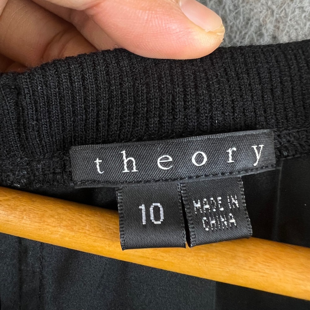 Theory Womens Mixed Media Sleeveless Mini Dress Grey Black Size 10 Pockets Zip - Picture 5 of 12